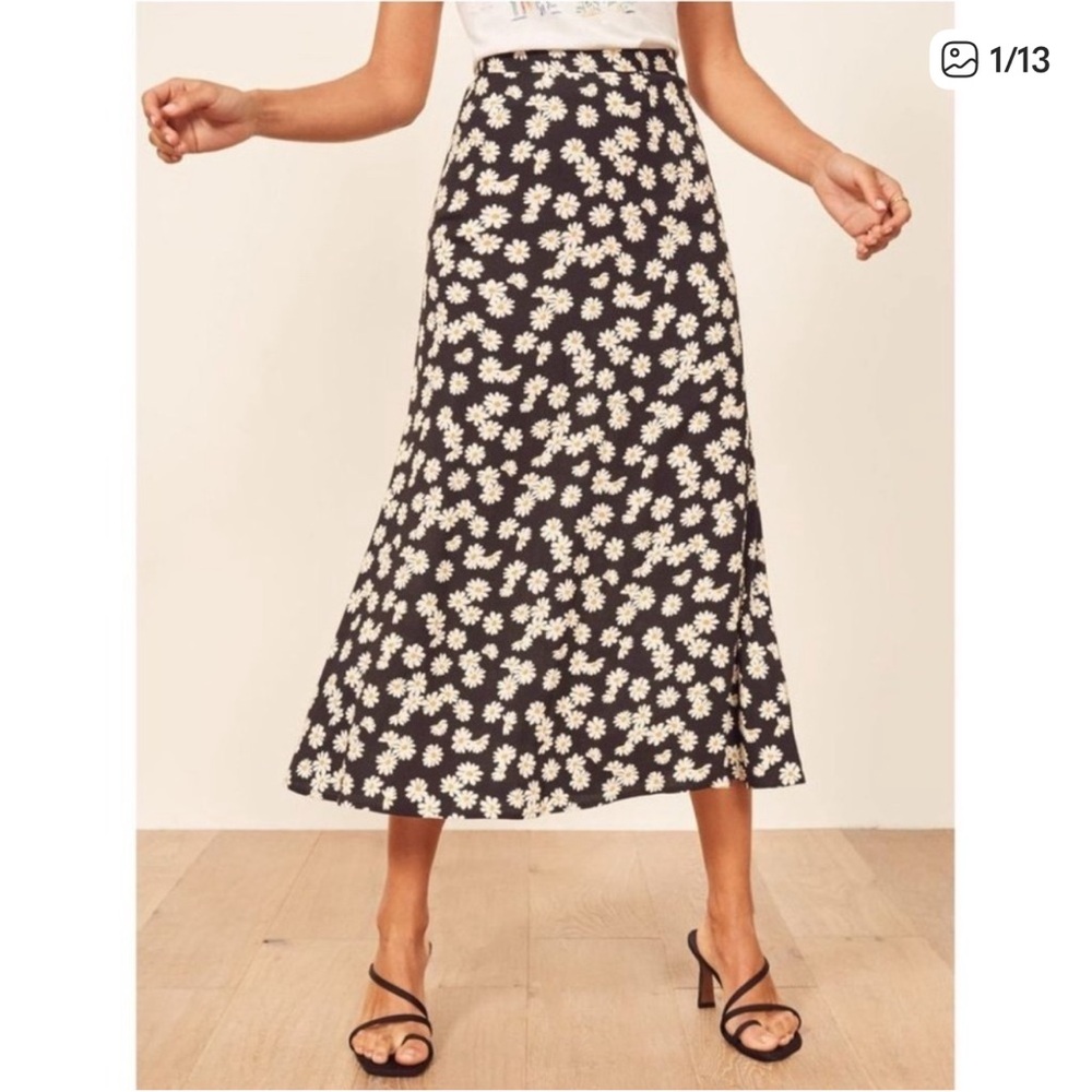 Reformation Daisy Bea Floral Midi Skirt